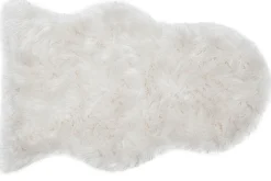 Flash Sale Miliboo Alfombra de cama imitación pelaje blanco 60 x 90 cm MEGEVE (Este producto ya no se comercializa)