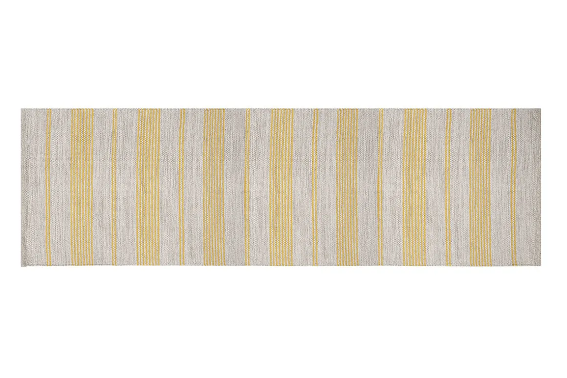 Discount Miliboo Alfombra de pasillo de algodón amarillo y beige 60 x 200 cm CABOURG