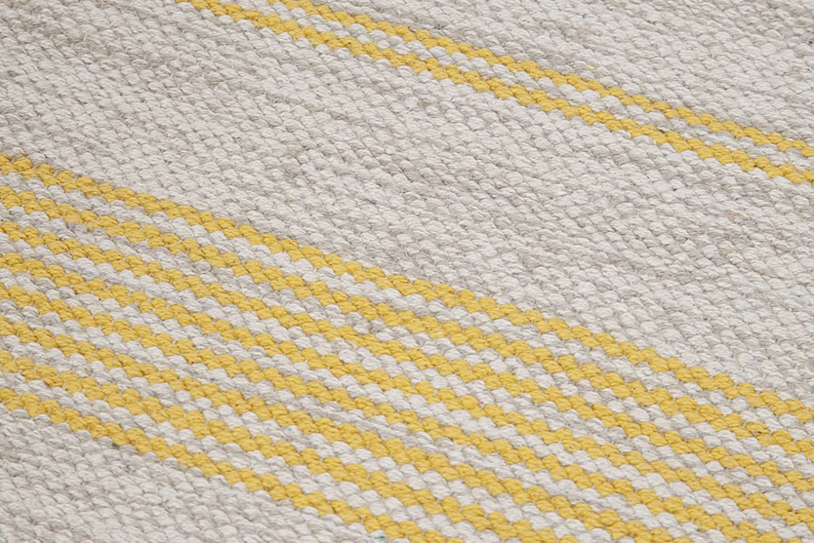 Discount Miliboo Alfombra de pasillo de algodón amarillo y beige 60 x 200 cm CABOURG