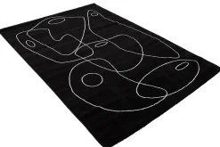 Online Miliboo Alfombra negra con estampado line art 160 x 230 cm ARTISTE