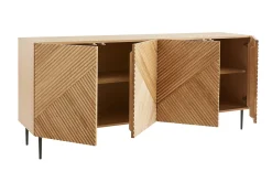 Online Miliboo Aparador 4 puertas de roble macizo y metal negro 180 cm ARCHIPEL