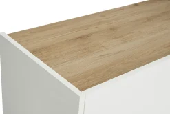 New Miliboo Aparador 3 puertas lacado blanco brillo y diseño madera clara 155 cm NELIO