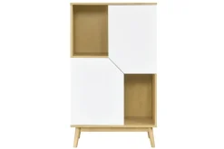 New Miliboo Aparador alto nórdico madera clara y blanco 2 puertas TALIA