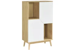 New Miliboo Aparador alto nórdico madera clara y blanco 2 puertas TALIA