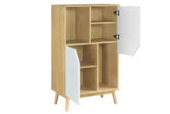 New Miliboo Aparador alto nórdico madera clara y blanco 2 puertas TALIA