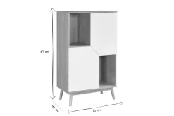 New Miliboo Aparador alto nórdico madera clara y blanco 2 puertas TALIA