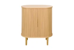Outlet Miliboo Aparador alto vintage con puertas correderas de madera clara de roble 70 cm - EPIC