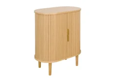 Outlet Miliboo Aparador alto vintage con puertas correderas de madera clara de roble 70 cm - EPIC