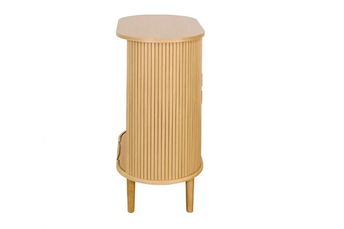 Outlet Miliboo Aparador alto vintage con puertas correderas de madera clara de roble 70 cm - EPIC