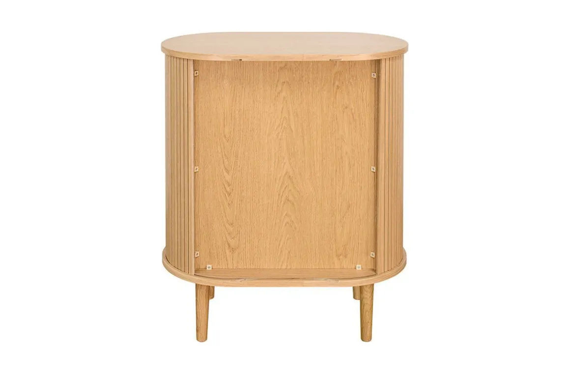 Outlet Miliboo Aparador alto vintage con puertas correderas de madera clara de roble 70 cm - EPIC