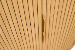 Outlet Miliboo Aparador alto vintage con puertas correderas de madera clara de roble 70 cm - EPIC