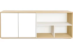 Cheap Miliboo Aparador bajo nórdico de roble macizo blanco y madera clara 190 cm EZIA