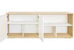 Cheap Miliboo Aparador bajo nórdico de roble macizo blanco y madera clara 190 cm EZIA