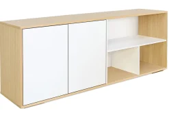 Cheap Miliboo Aparador bajo nórdico de roble macizo blanco y madera clara 190 cm EZIA