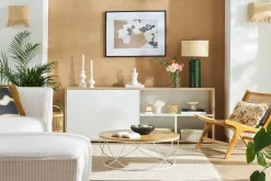 Cheap Miliboo Aparador bajo nórdico de roble macizo blanco y madera clara 190 cm EZIA