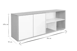 Cheap Miliboo Aparador bajo nórdico de roble macizo blanco y madera clara 190 cm EZIA