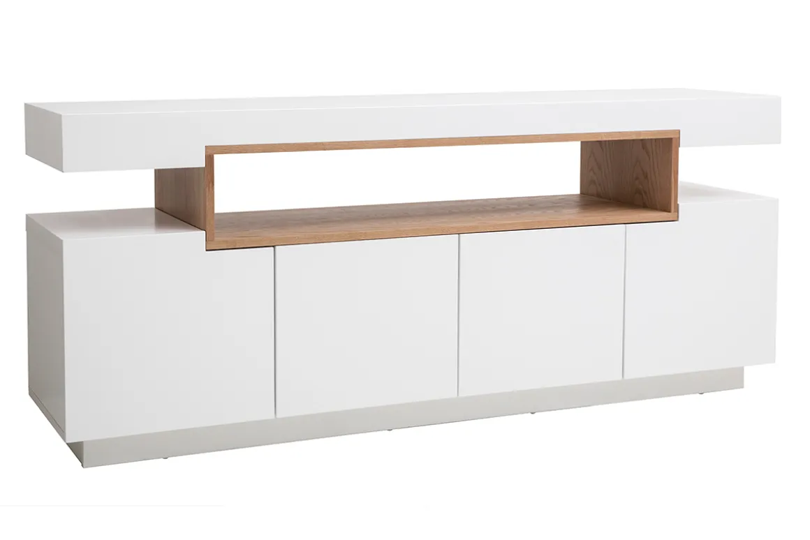 New Miliboo Aparador blanco mate y nicho en madera LIVO