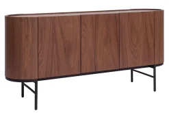 Outlet Miliboo Aparador con 3 puertas de nogal oscuro y metal negro 160 cm SKYE