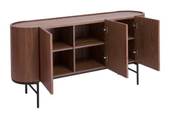 Outlet Miliboo Aparador con 3 puertas de nogal oscuro y metal negro 160 cm SKYE