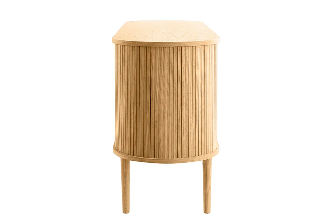 Best Sale Miliboo Aparador con puertas correderas de contrachapado de roble y roble macizo 160 cm EPIC