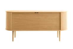 Best Sale Miliboo Aparador con puertas correderas de contrachapado de roble y roble macizo 160 cm EPIC