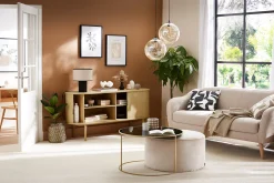 Best Sale Miliboo Aparador con puertas correderas de contrachapado de roble y roble macizo 160 cm EPIC