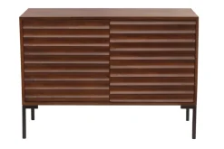 New Miliboo Aparador de 2 puertas de madera oscura maciza de mango y metal negro 100 cm ONDA