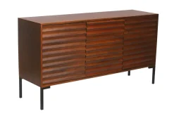 Online Miliboo Aparador de 3 puertas de madera oscura maciza de mango y metal negro 140 cm ONDA