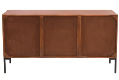 Online Miliboo Aparador de 3 puertas de madera oscura maciza de mango y metal negro 140 cm ONDA
