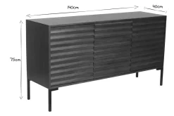 Online Miliboo Aparador de 3 puertas de madera oscura maciza de mango y metal negro 140 cm ONDA