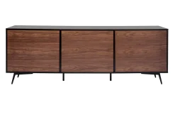 Best Sale Miliboo Aparador de 3 puertas negro mate de contrachapado de nogal 200 cm MERMOZ