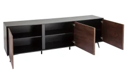 Best Sale Miliboo Aparador de 3 puertas negro mate de contrachapado de nogal 200 cm MERMOZ