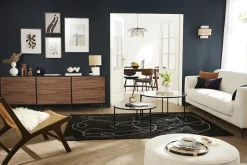 Best Sale Miliboo Aparador de 3 puertas negro mate de contrachapado de nogal 200 cm MERMOZ