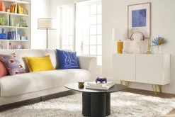 Fashion Miliboo Aparador de diseño blanco y dorado con 2 puertas 107 cm OZEN