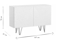 Fashion Miliboo Aparador de diseño blanco y dorado con 2 puertas 107 cm OZEN