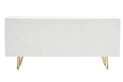 Best Sale Miliboo Aparador de diseño blanco y dorado 160 cm anchura OZEN