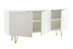 Best Sale Miliboo Aparador de diseño blanco y dorado 160 cm anchura OZEN