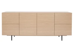Flash Sale Miliboo Aparador de diseño con acabado roble claro y metal negro con 2 puertas y 4 cajones 180 cm ALASKA