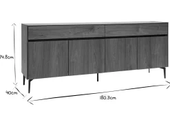 Online Miliboo Aparador de diseño de contrachapado de nogal 180 cm BLISS