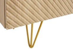 Sale Miliboo Aparador de diseño de madera de roble claro con grabados y metal dorado 3 puertas 160 cm OZEN