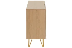 Store Miliboo Aparador de diseño de madera de roble claro con grabados y metal dorado 2 puertas 107 cm OZEN