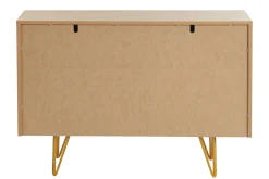 Store Miliboo Aparador de diseño de madera de roble claro con grabados y metal dorado 2 puertas 107 cm OZEN