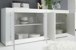 Sale Miliboo Aparador de diseño lacado blanco brillante 4 puertas 207 cm LATTE