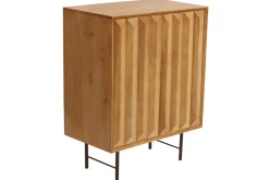 Flash Sale Miliboo Aparador de madera maciza de mango con grabados y metal negro, 2 puertas 70 cm AGRA