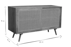 Fashion Miliboo Aparador de madera maciza de mango y ratán con 2 puertas correderas 135 cm ACANGE