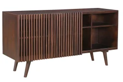 Best Sale Miliboo Aparador de madera maciza de mango oscuro con 2 puertas correderas 140 cm ALBA