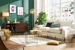 Best Sale Miliboo Aparador de madera maciza de mango oscuro con 2 puertas correderas 140 cm ALBA