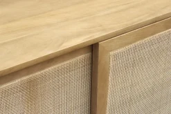 Flash Sale Miliboo Aparador de madera maciza de mango y caña de ratán con 3 puertas correderas 180 cm ACANGE