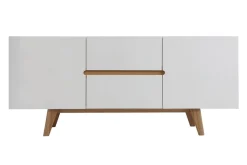 Online Miliboo Aparador escandinavo blanco brillante y fresno 160cm MELKA