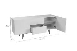 Online Miliboo Aparador escandinavo blanco brillante y fresno 160cm MELKA